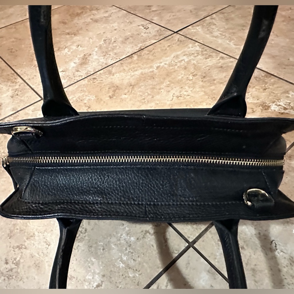 RARE~Vera Bradley Black Cowhide Leather Handbag - Picture 5 of 12